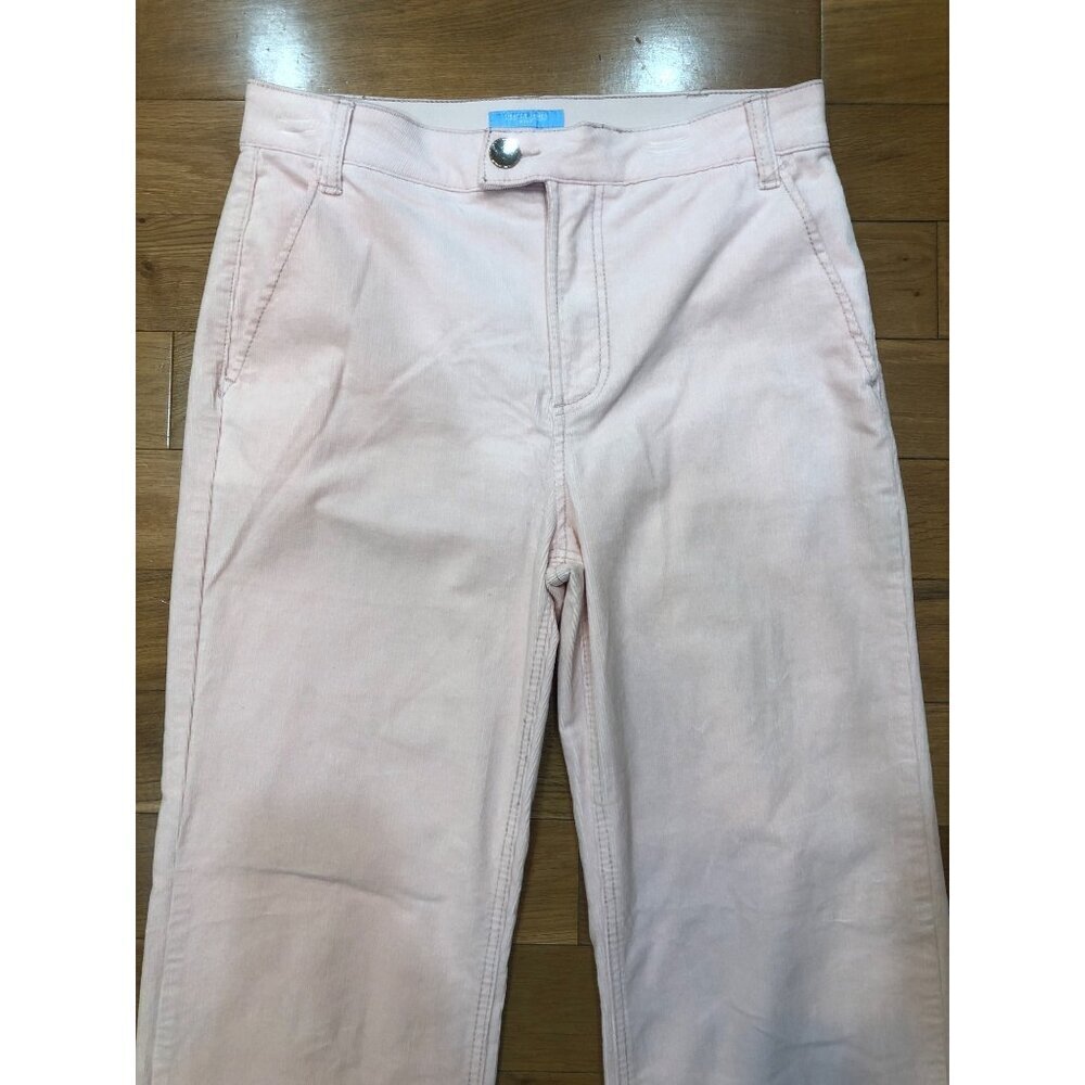Draper James RSVP High Rise Wide Leg Soft Pink Corduroy Trousers Size 10 - Picture 2 of 9